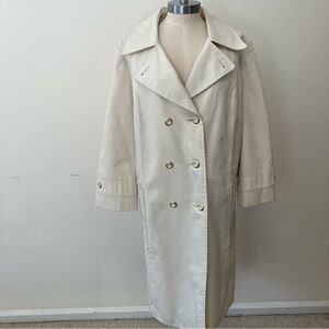 VTG London Fog Maincoats Women's Cream Double Breasted Trench Coat Petite 12